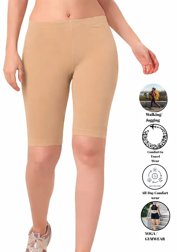 Outflits_Women’s_Cotton_Stretch_Cycling_Shorts_|_High_Waist_Knee_Length_Biker_Shorts_|_Comfortable_Gym_Yoga_Activewear