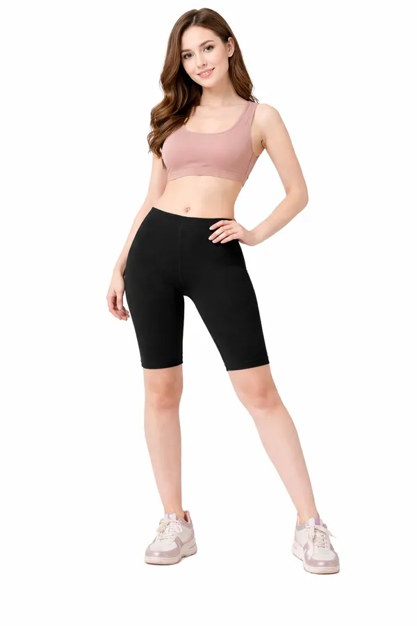 Outflits_Women’s_Cotton_Stretch_Cycling_Shorts_|_High_Waist_Knee_Length_Biker_Shorts_|_Comfortable_Gym_Yoga_Activewear