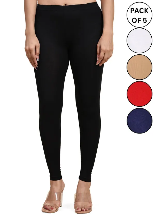 Pack_Of_5_Multicolor_Ultra_Soft_Cotton_Ankle_Length_Leggings_For_Women
