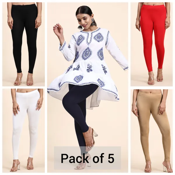 Pack_Of_5_Multicolor_Ultra_Soft_Cotton_Ankle_Length_Leggings_For_Women