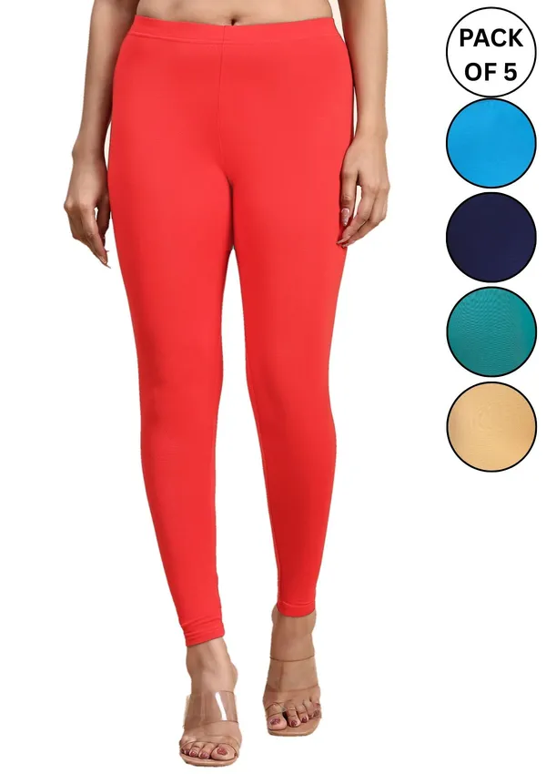 Pack_Of_5_Multicolor_Ultra_Soft_Cotton_Ankle_Length_Leggings_For_Women