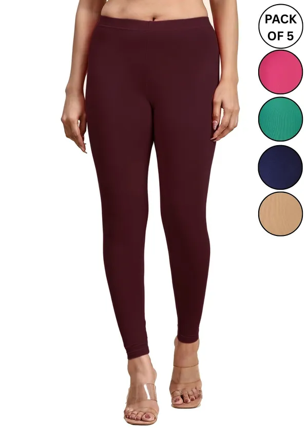Pack_Of_5_Multicolor_Ultra_Soft_Cotton_Ankle_Length_Leggings_For_Women
