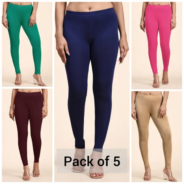 Pack_Of_5_Multicolor_Ultra_Soft_Cotton_Ankle_Length_Leggings_For_Women