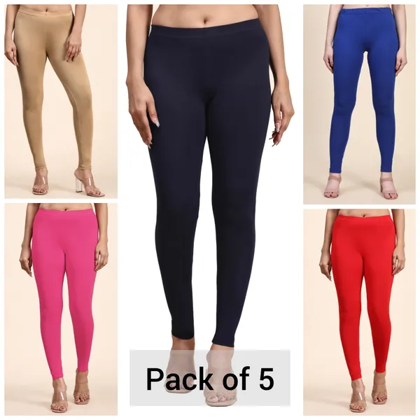 Pack_Of_5_Multicolor_Ultra_Soft_Cotton_Ankle_Length_Leggings_For_Women