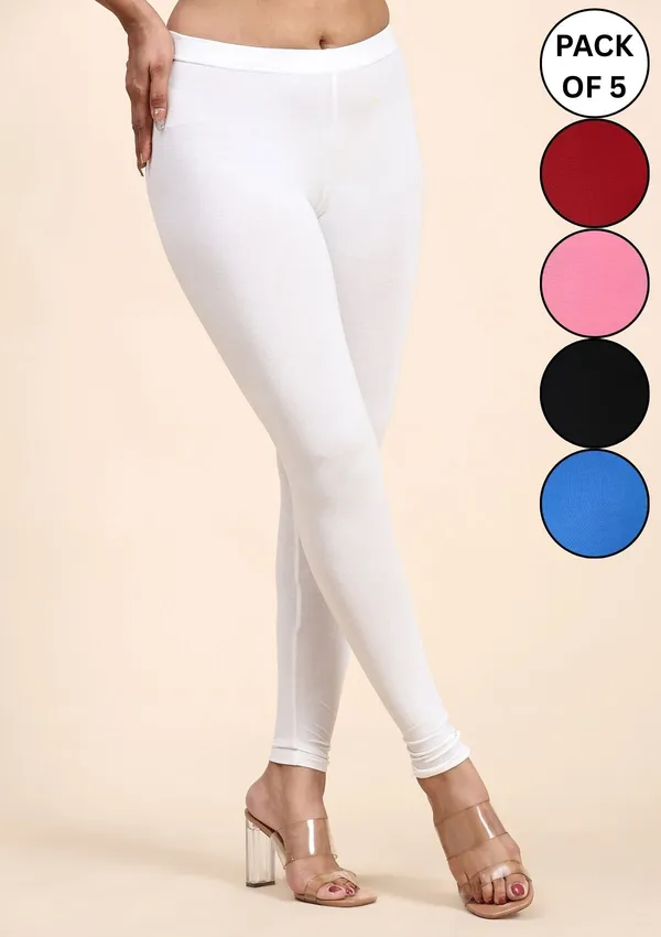 Pack_Of_5_Multicolor_Ultra_Soft_Cotton_Ankle_Length_Leggings_For_Women