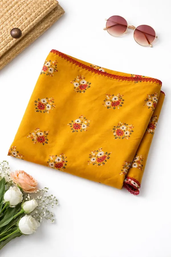 Mustard_&_Red_Floral_Poncho_Single_For_Kids