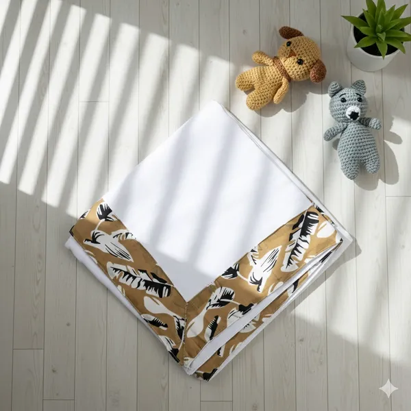 Brown_Elegant_Muslin_Leaf_Pattern_Swaddle_For_Kids
