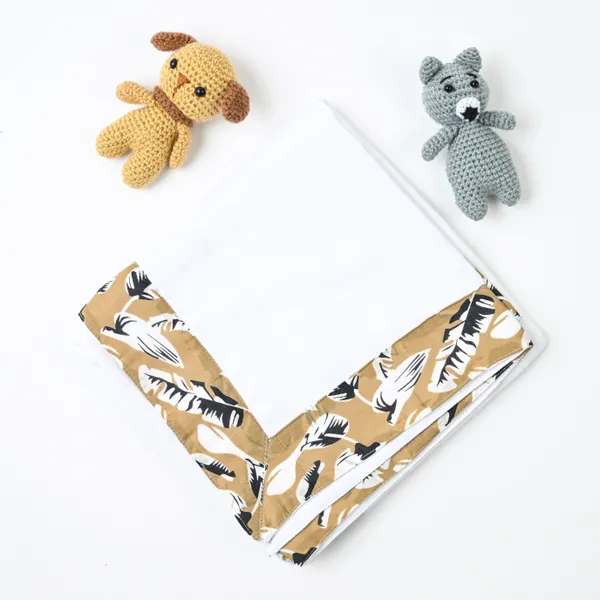 Brown_Elegant_Muslin_Leaf_Pattern_Swaddle_For_Kids