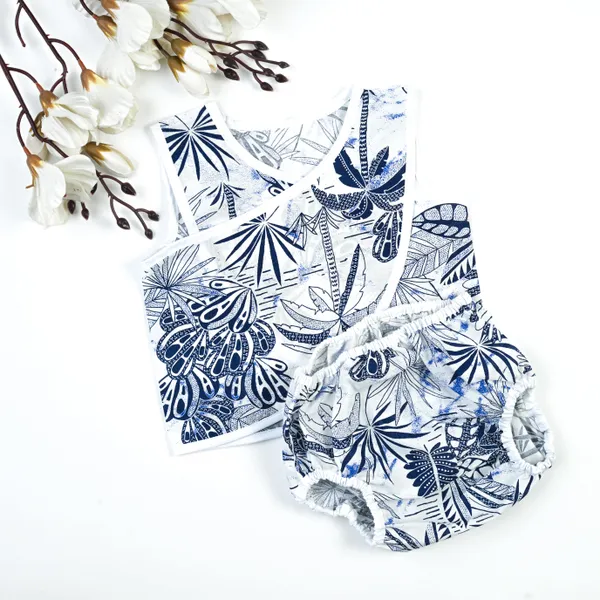 Navy_Blue_Elegant_Cotton_Tree_Pattern_Jhabla_Set_For_Kids