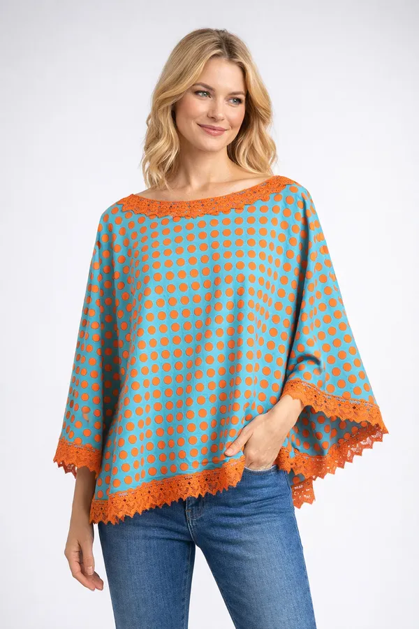 Orange_polka_Poncho_single__For_Kids