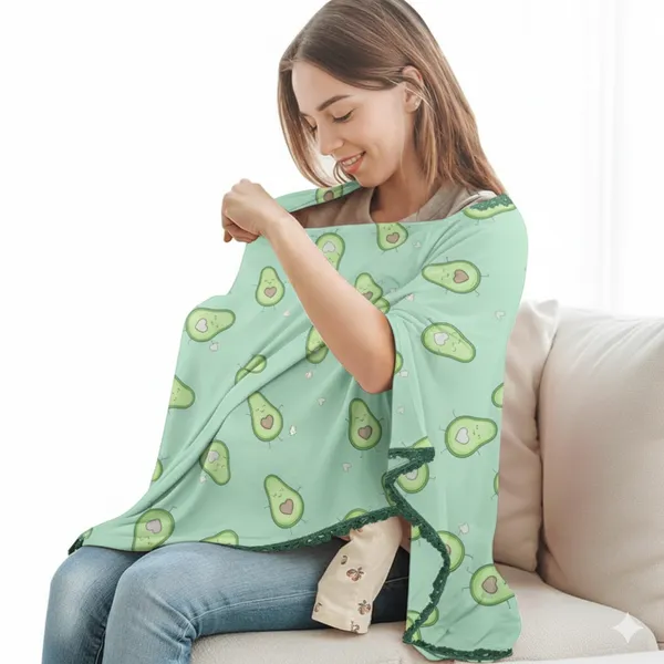 Green_Elegant_Rayon_Avocado_Pattern_Poncho_Single