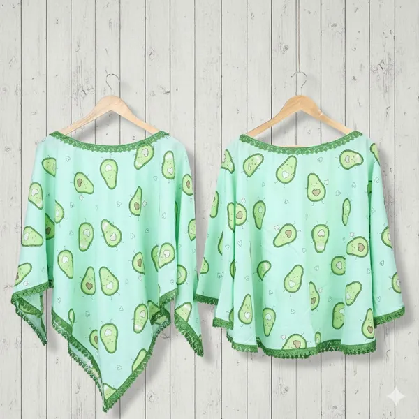 Green_Elegant_Rayon_Avocado_Pattern_Poncho_Single