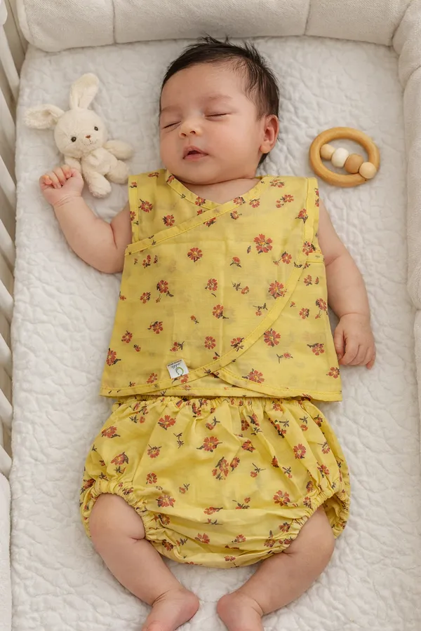 Yellow_&_Red_floral_Jhabla_set_For_Kids