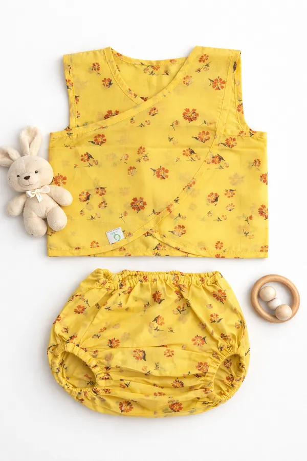 Yellow_&_Red_floral_Jhabla_set_For_Kids