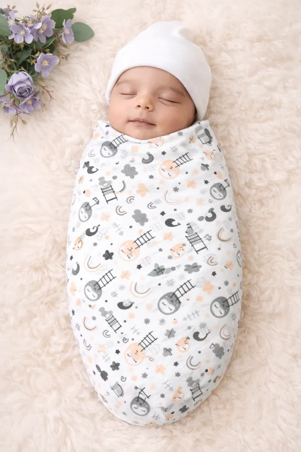 Elegant_Cotton_Moon_Ladder_Pattern_Swaddle_For_Kids