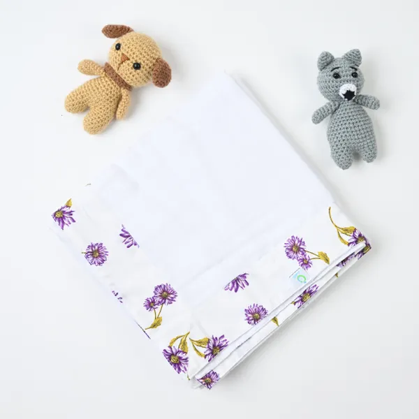 Purple_Elegant_Muslin_Flower_Pattern_Swaddle_For_Kids