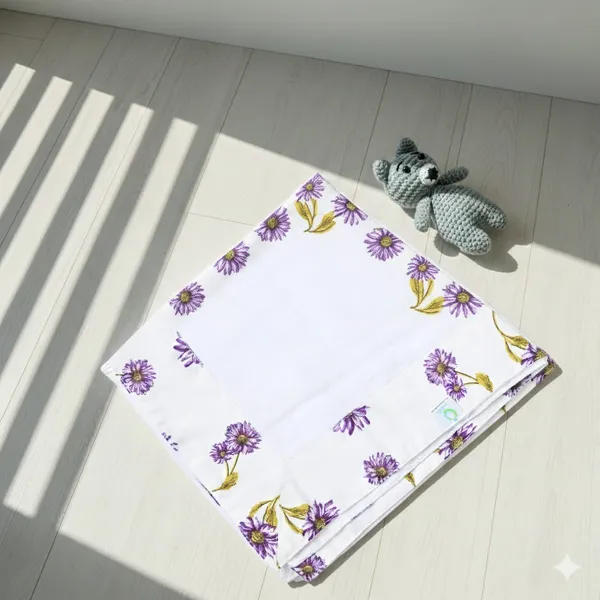 Purple_Elegant_Muslin_Flower_Pattern_Swaddle_For_Kids