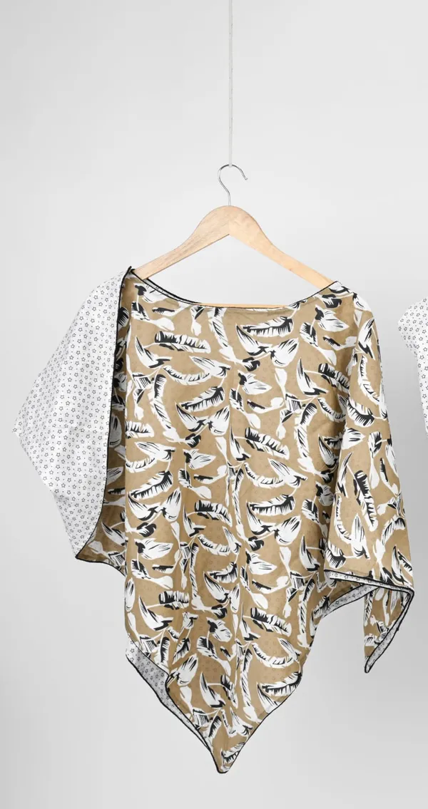 Brown_Leaf_&_Black_star_Poncho_Dual_For_Kids