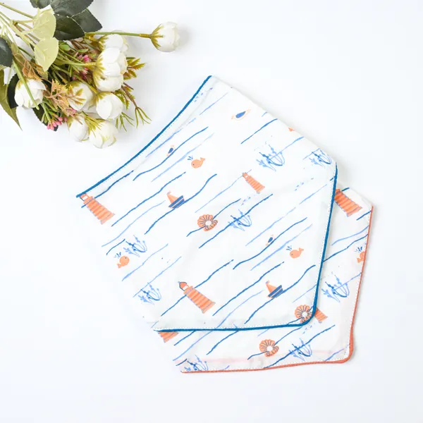 Elegant_Cotton_Lighthouse_Pattern_Burp_And_Bib_For_Kids