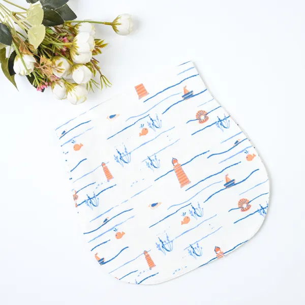 Elegant_Cotton_Lighthouse_Pattern_Burp_And_Bib_For_Kids