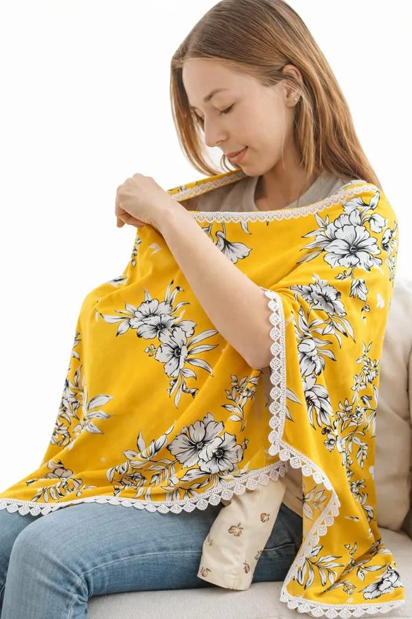 Yellow_&_White_Floral_Poncho_Single_For_Kids
