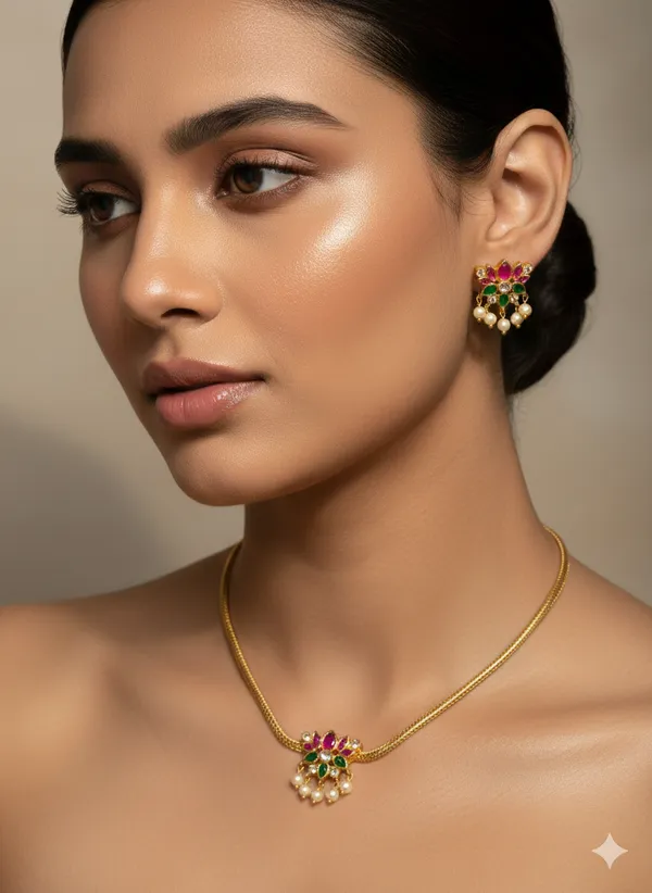 Gold_Plated_Lotus_Design_Set_For_Woman