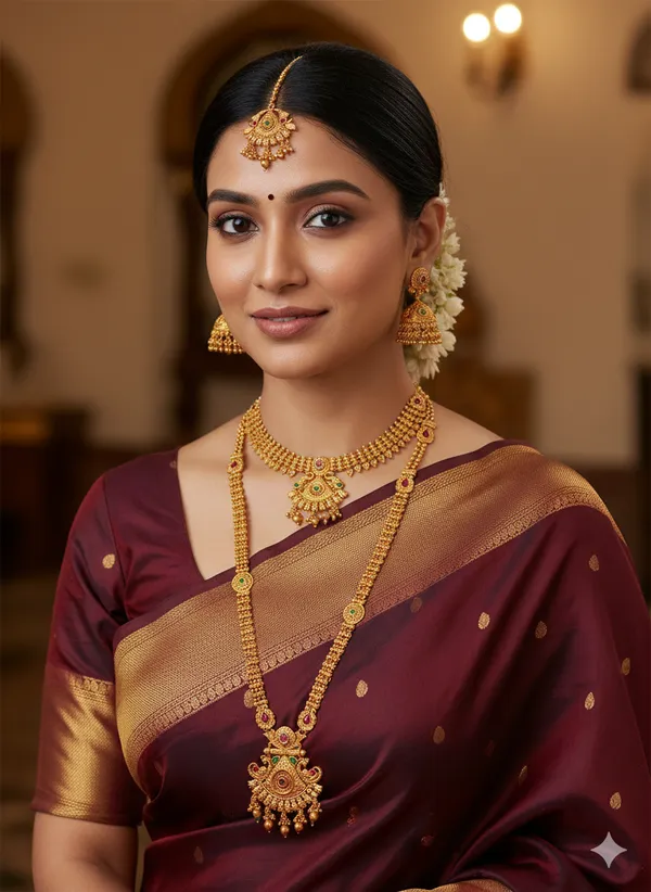 High_Gold_Pleated_Necklace_Comb_Set_For_Woman