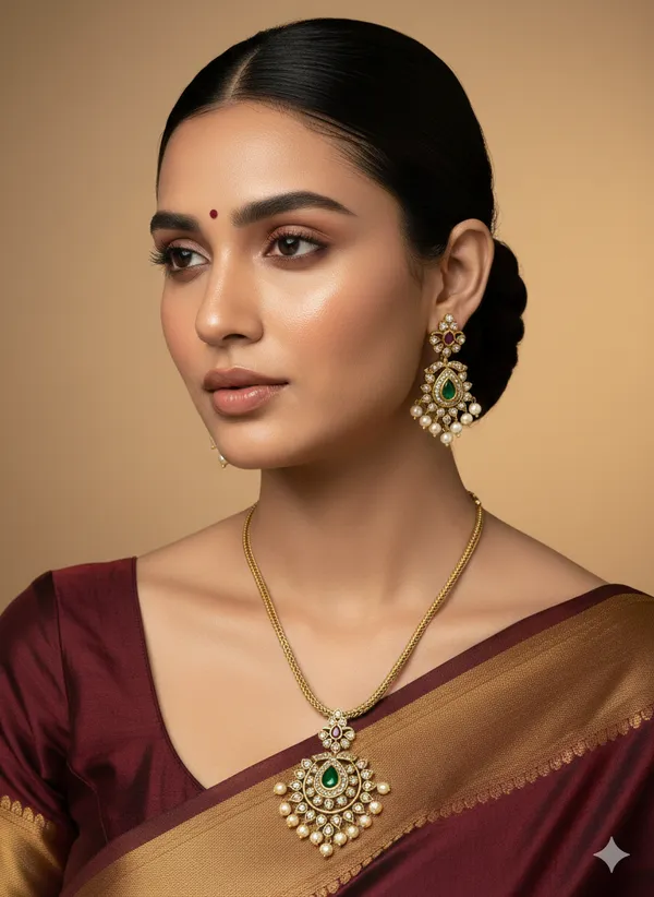 Zirconia_Antique_Gold_Delicate_Choker_Set