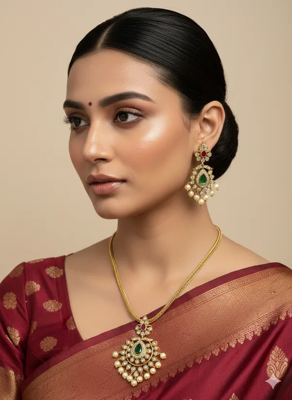 Zirconia_Antique_Gold_Delicate_Choker_Set
