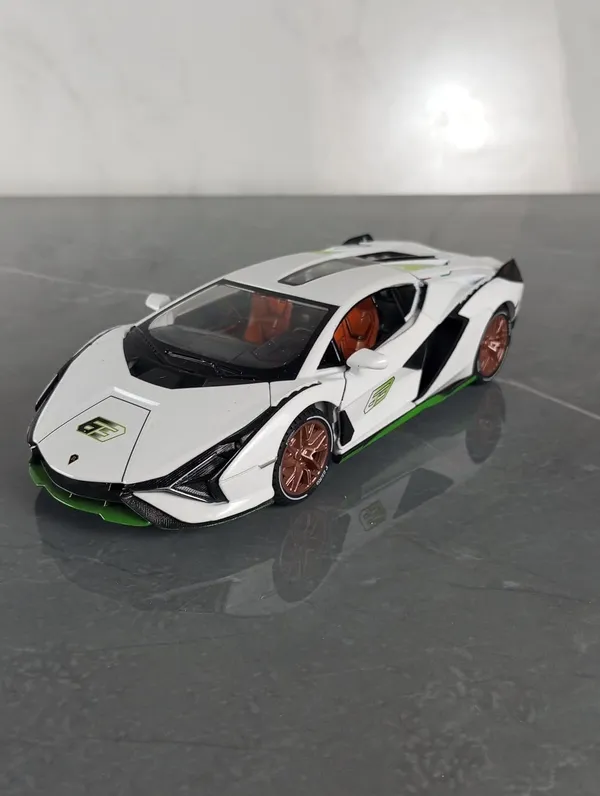 White_Diecast_Car_1:24_Lamborghini_Sian_63_Metal_Car_Model_Die_Cast_Toys_Pull_Back_Car_Toy_For_Kids_And_Car_Lovers
