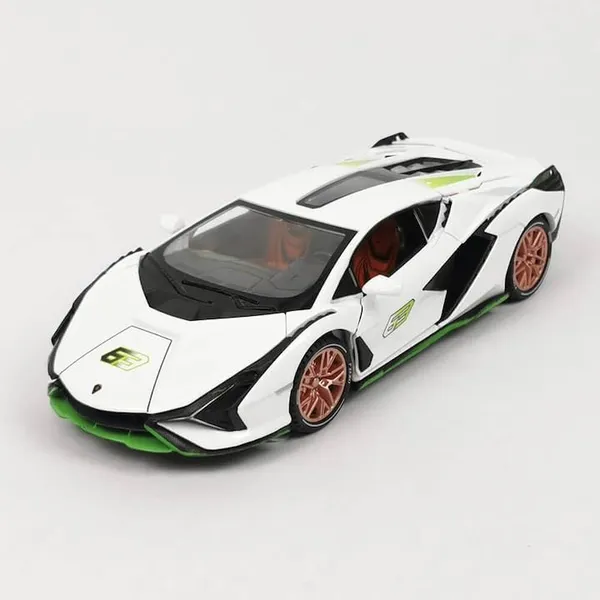 White_Diecast_Car_1:24_Lamborghini_Sian_63_Metal_Car_Model_Die_Cast_Toys_Pull_Back_Car_Toy_For_Kids_And_Car_Lovers