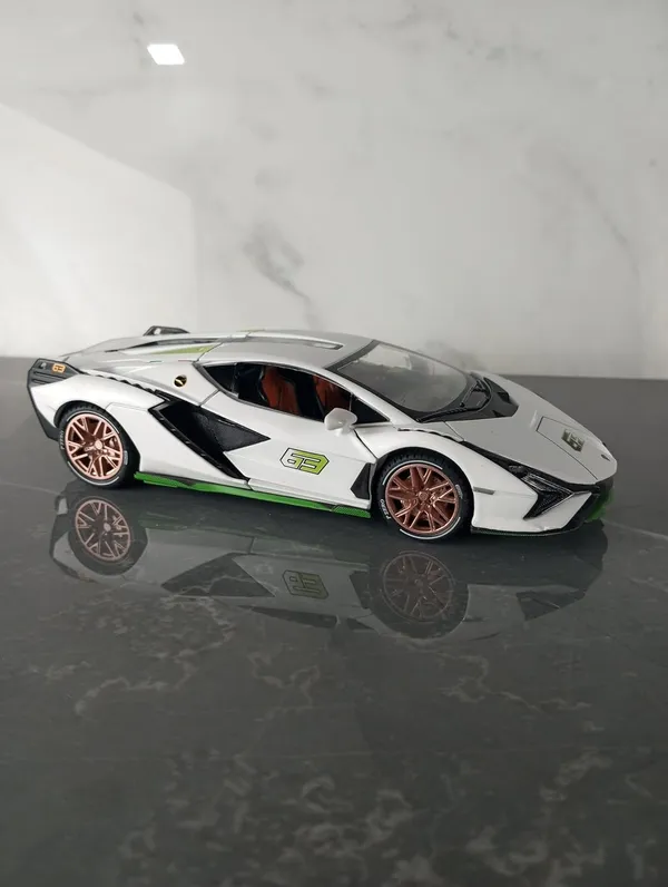 White_Diecast_Car_1:24_Lamborghini_Sian_63_Metal_Car_Model_Die_Cast_Toys_Pull_Back_Car_Toy_For_Kids_And_Car_Lovers