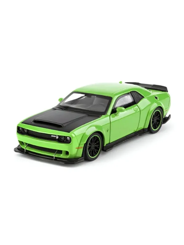 Toyshimmer_1:32_Scale_Exclusive_Alloy_Metal_Pull_Back_Die-cast_Car_Model_with_Sound_Light_Toy_for_Kids_Metal_Model_Toy_Car_with_Sound_and_Light?_(1.32_Scale_Dodge_Challenger-Green.)