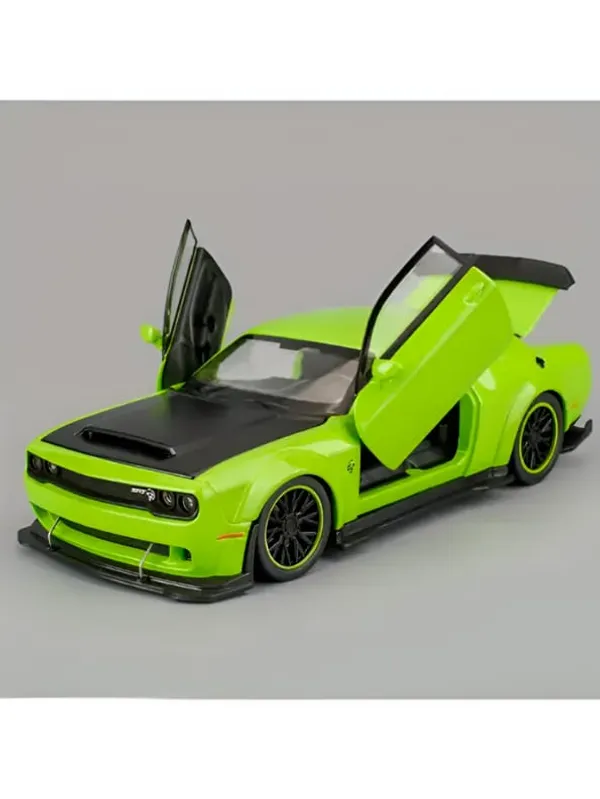 Toyshimmer_1:32_Scale_Exclusive_Alloy_Metal_Pull_Back_Die-cast_Car_Model_with_Sound_Light_Toy_for_Kids_Metal_Model_Toy_Car_with_Sound_and_Light?_(1.32_Scale_Dodge_Challenger-Green.)