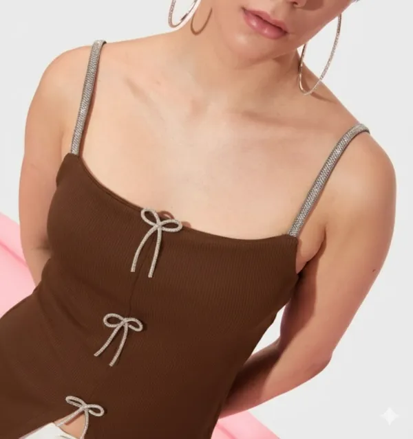 Brown_Premium_Bow_Embellished_Top_For_Women