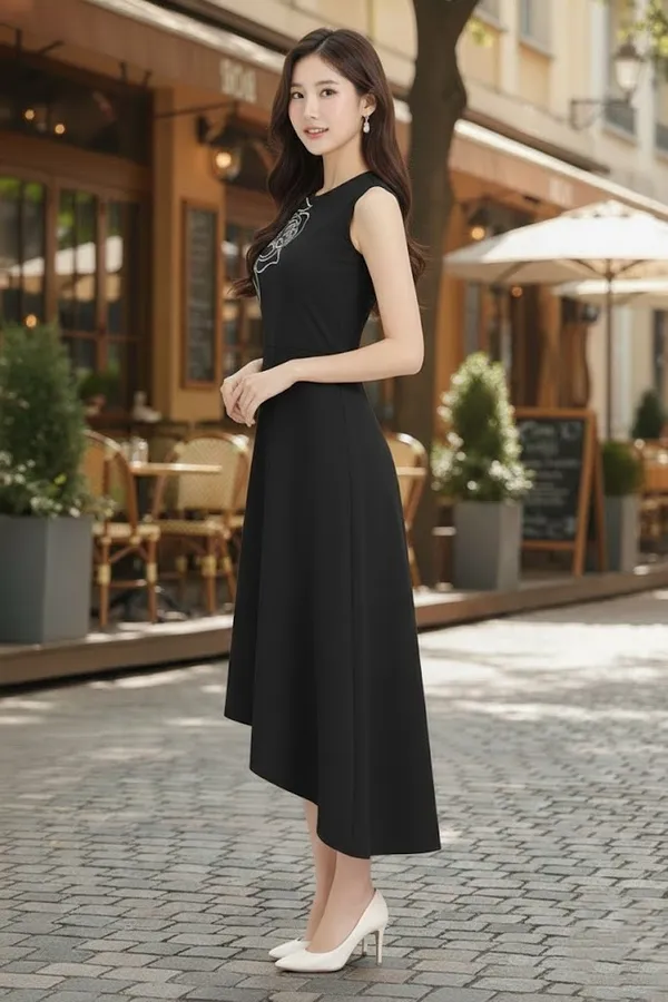 Black_Embroidered_Asymmetric_Dress