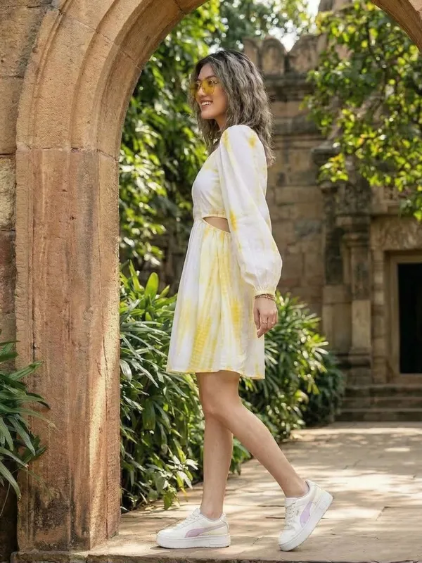Yellow_Bright_Tie_And_Dye_Mini_Dress_For_Women