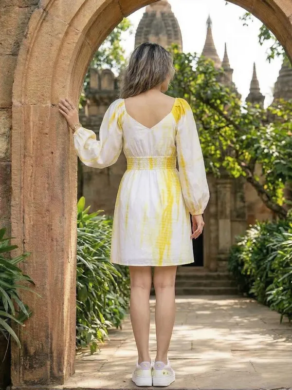 Yellow_Bright_Tie_And_Dye_Mini_Dress_For_Women
