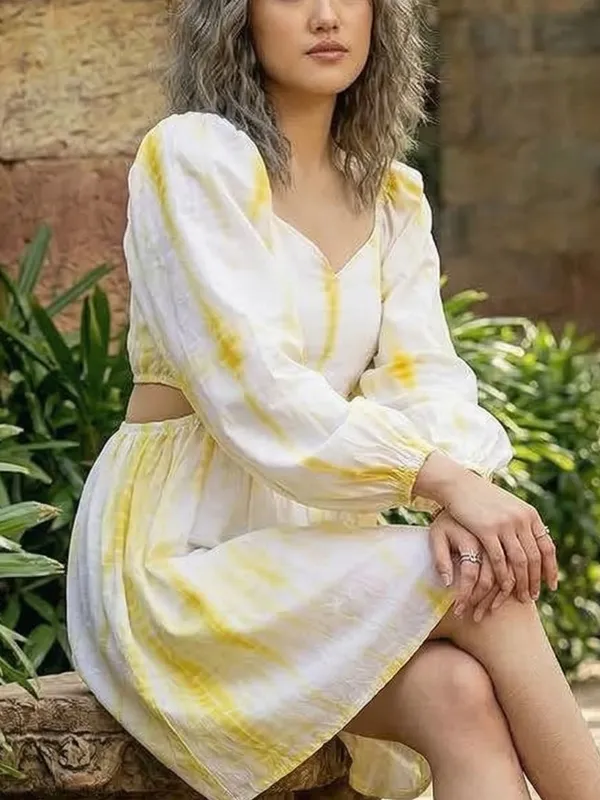 Yellow_Bright_Tie_And_Dye_Mini_Dress_For_Women
