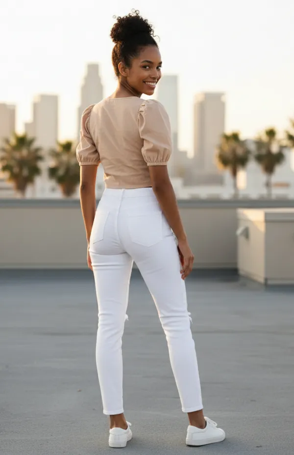 Nude-Coloured_Puff_Sleeves_Pure_Cotton_Fitted_Crop_Top_For_Women