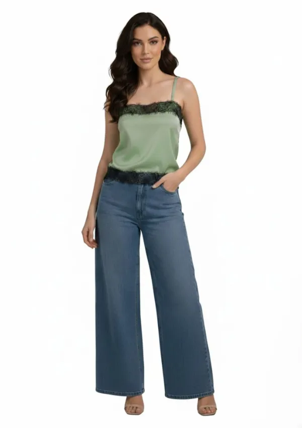 Green_Satin_Lace_Strap_Top_For_Women