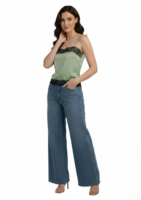 Green_Satin_Lace_Strap_Top_For_Women