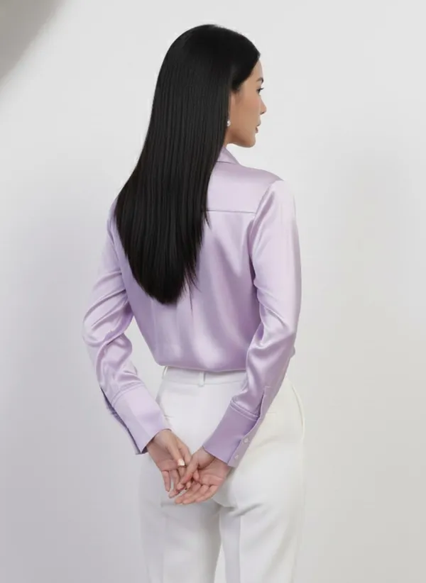 Lavender_Long_Sleeves_Satin_Casual_Shirt_For_Women