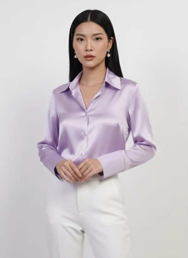 Lavender_Long_Sleeves_Satin_Casual_Shirt_For_Women