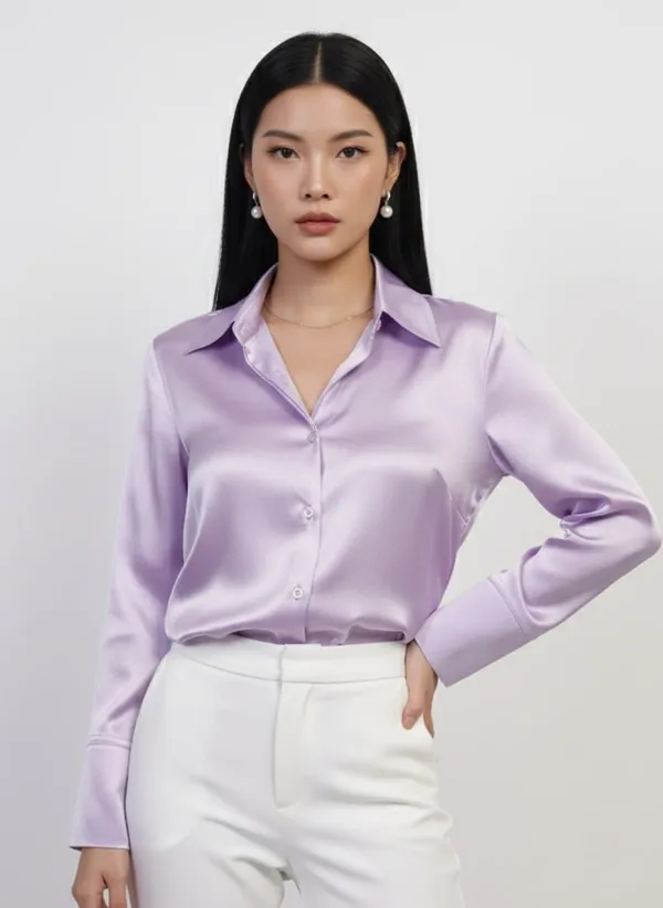 Lavender_Long_Sleeves_Satin_Casual_Shirt_For_Women