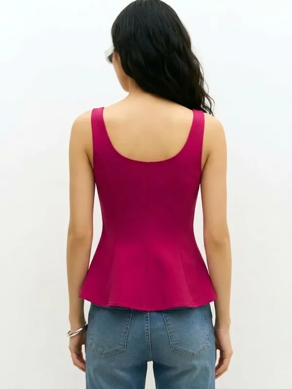 Women_Square_Neck_Sleeveless_Peplum_Top