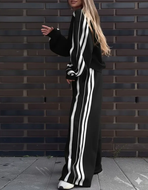 Black_Premium_Striped_Relaxed_Fit_Wide_Leg_Sweatpants_For_Women