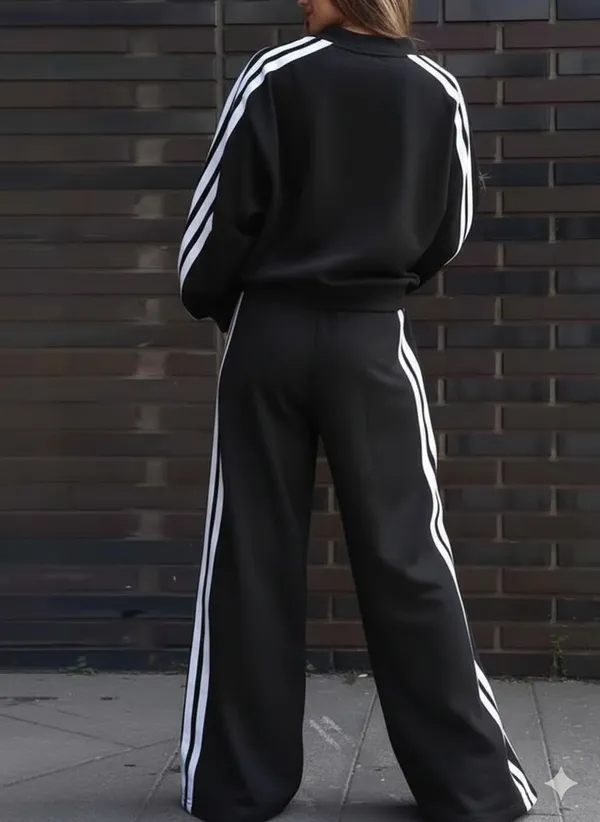 Black_Premium_Striped_Relaxed_Fit_Wide_Leg_Sweatpants_For_Women