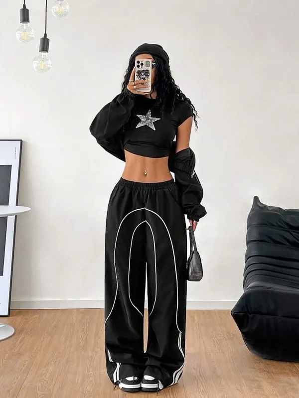 Black_Premium_Stripe_Detail_Relaxed_Loose_Fit_Trousers_For_Women