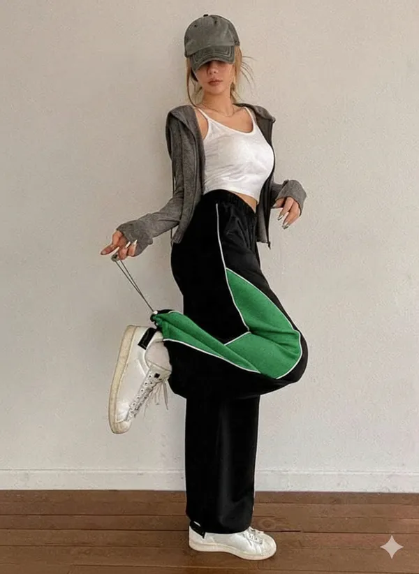 Green_&_Black_Premium_Colourblocked_Relaxed_Fit_Trousers_For_Women